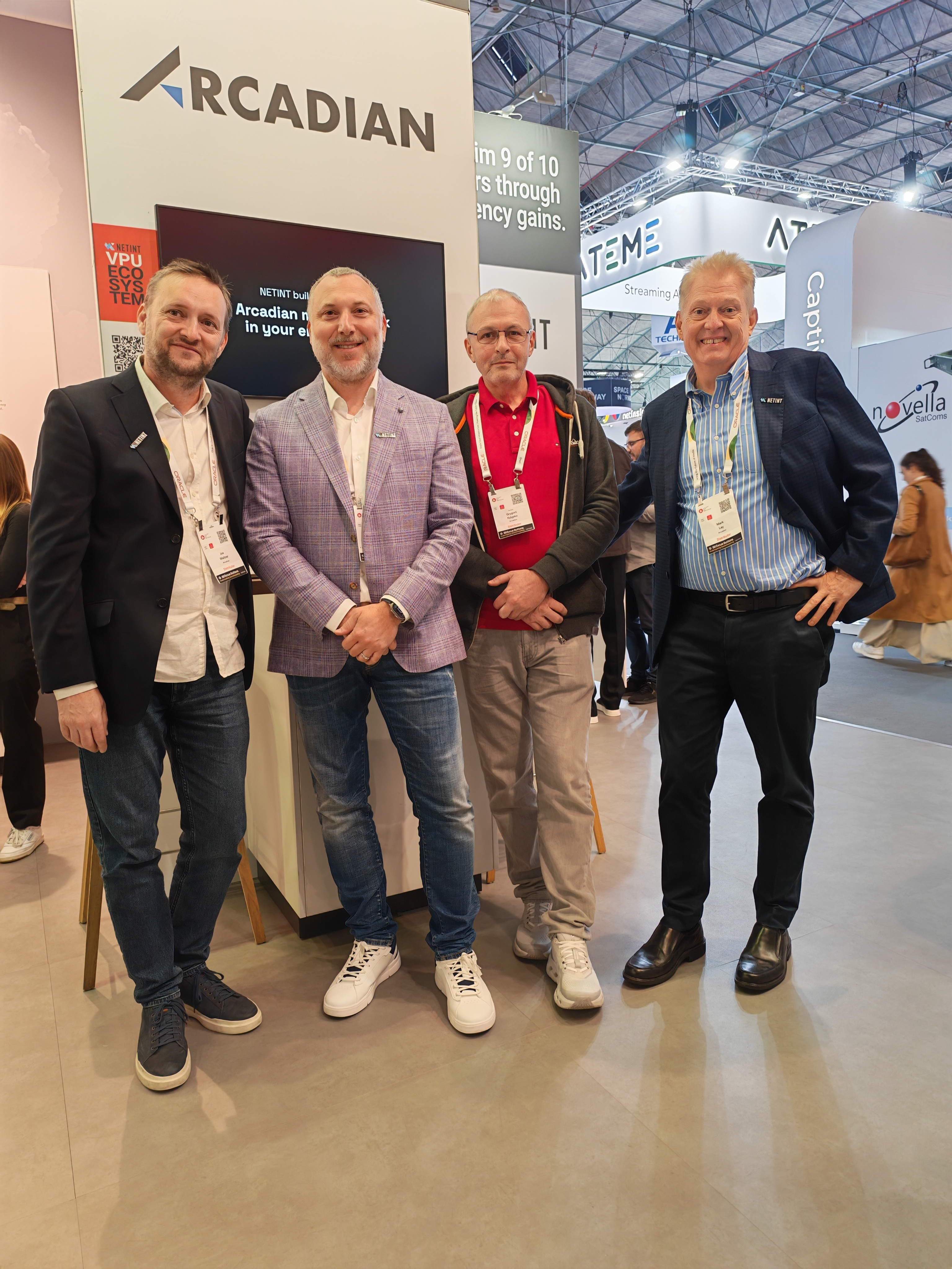 3. Arcadian's Joe Waltzer, Mark Karpus, Grygorii Kylypko, and Mark Lay at the NETINT VPU Ecosystem stand, Hall 1.